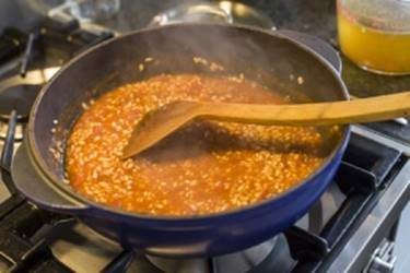 Cooking Rice in Tomato Sauce